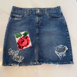 BONGO Distressed Denim Skirt